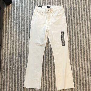 White Mid-Rise Flare Crop Jeans